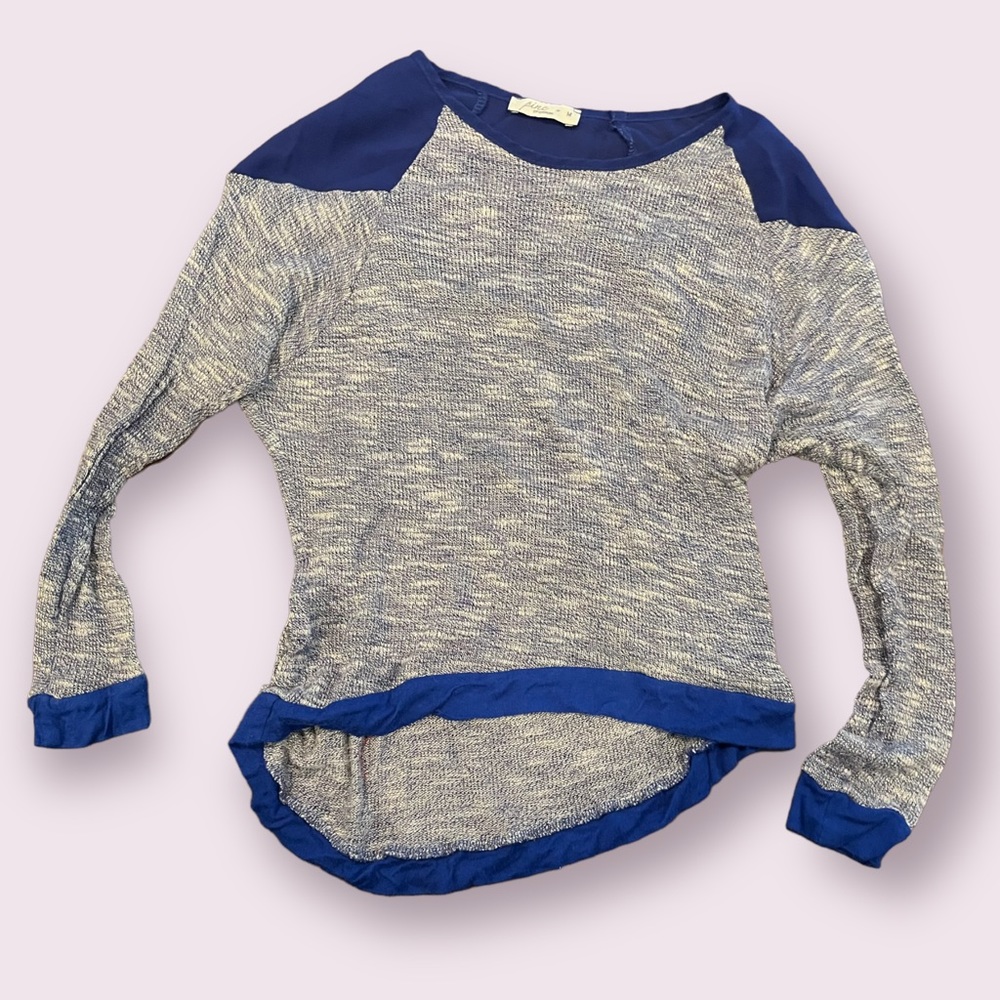 ⭐️ EUC Pinc Premium Girls M Long Sleeve Top Sweater with Sheer collar and wrist